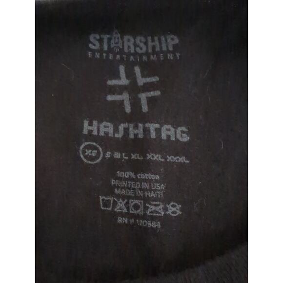 Monsta X L-Pop Band Short Sleeve Graphic T Shirt Black Starship Hashtag  Size XS - Picture 3 of 4